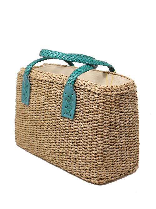 borsa in corda con manici in pelle Laboratorio Capri | 234TURCHESE